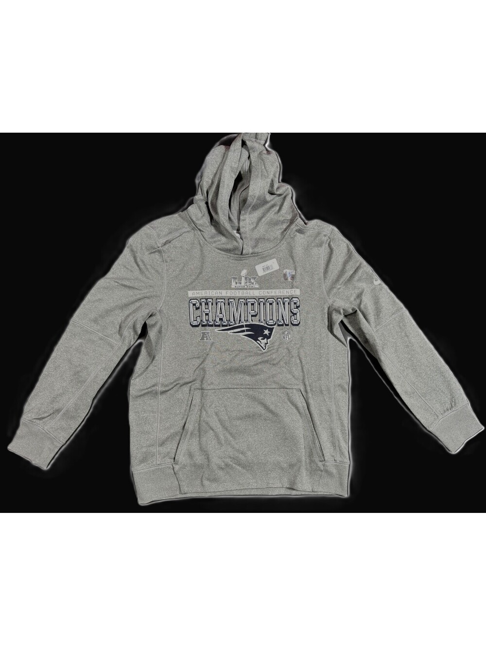 Nike New England Patriots AFC Champions Gray Hoodie Youth L (14/16) NEW